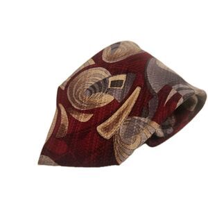 Tesoro Rosso Abstract Silk Maroon Red  Uomo Moda Necktie Mens